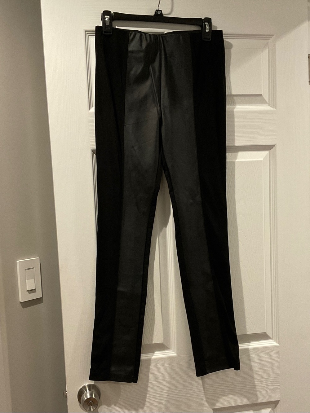Black Faux Leather Front Panel Pants
